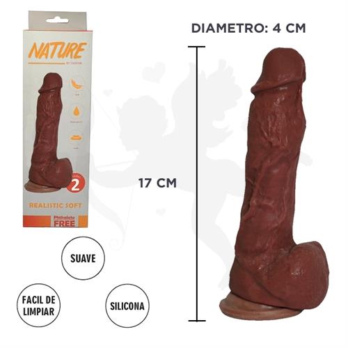 Dildo color oscuro Cyberskin con ventosa N°2